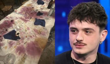 Olly e la «balorda» serata con gli amici. Bottiglie rotte, mozziconi di sigarette e vino sparso: come hanno lasciato il tavolo del ristorante - Il video