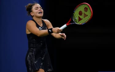 epa12320723 Jasmine Paolini of Italy reacts after losing a point against Destanee Aiava of Australia during the first round of the US Open Tennis Championships in Flushing Meadows, New York, USA, 24 August 2025. The US Open tennis tournament runs from 24 August to 07 September.  EPA/JOHN G. MABANGLO