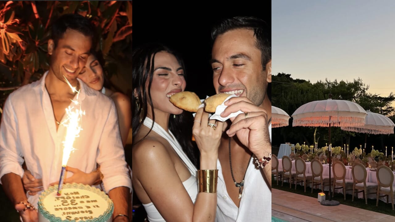 la cena a bordo piscina, i panzerotti, la scritta sulla torta