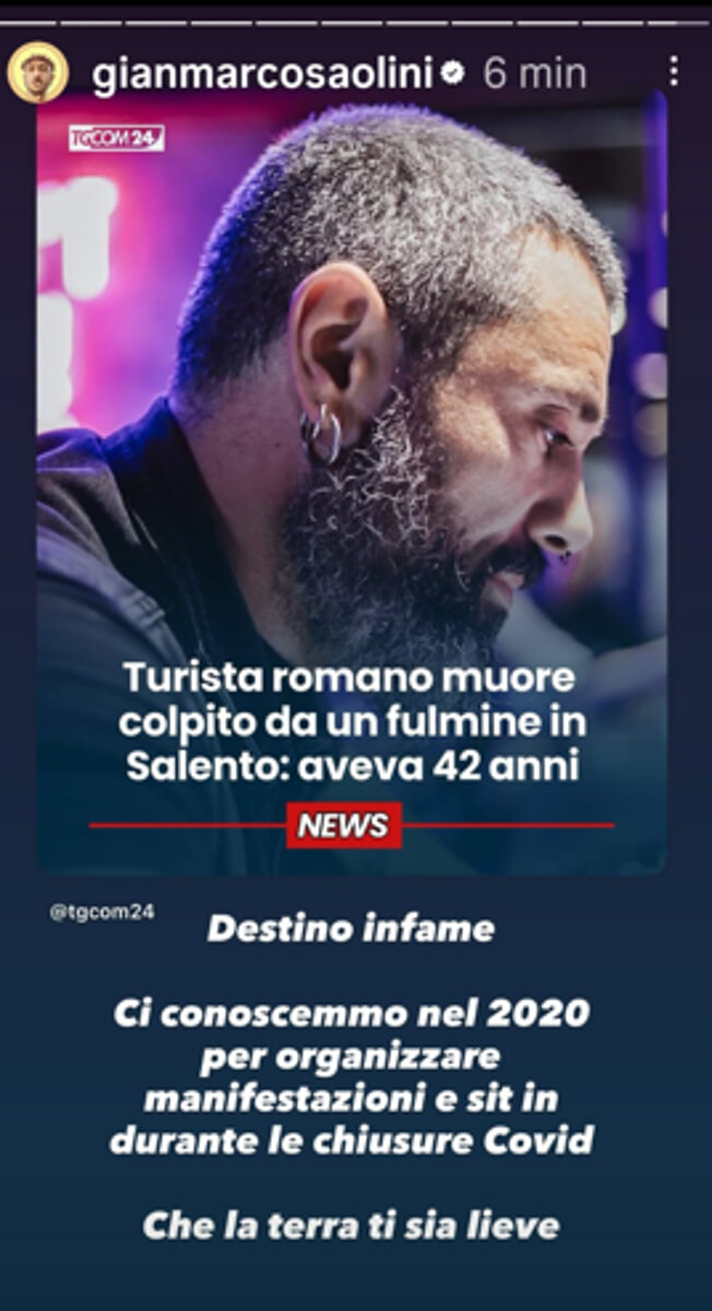 Post instagram Gianmarco Saolini