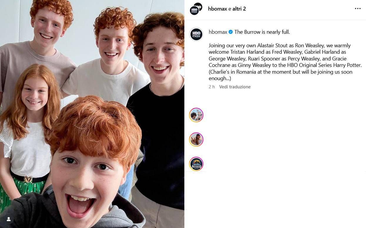 svelati i nuovi volti della famiglia Weasley