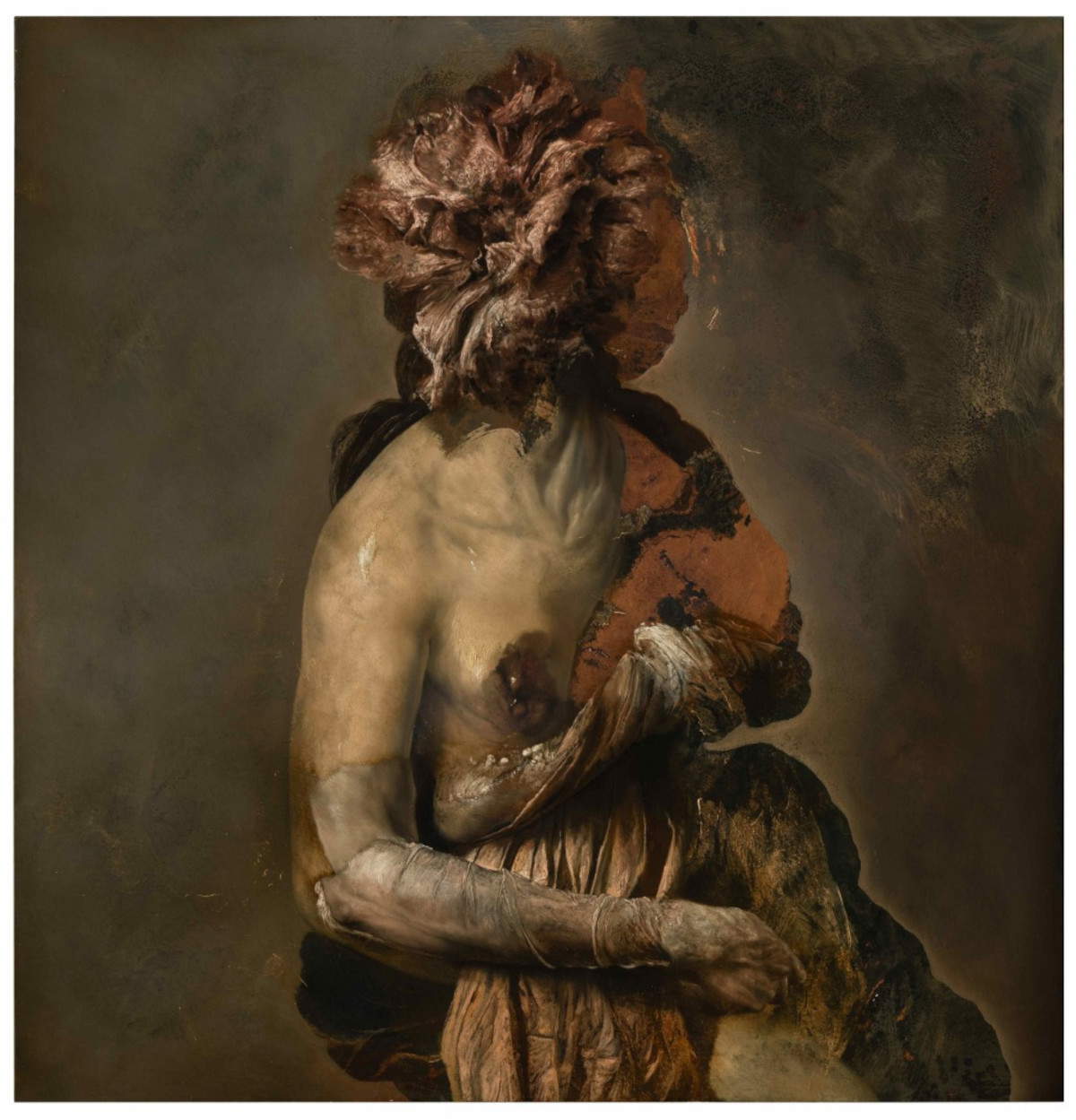 Nicola Samorì, Flora (gli esordi di Philippe) (2024; olio su rame, 90 x 87 x 3 cm)