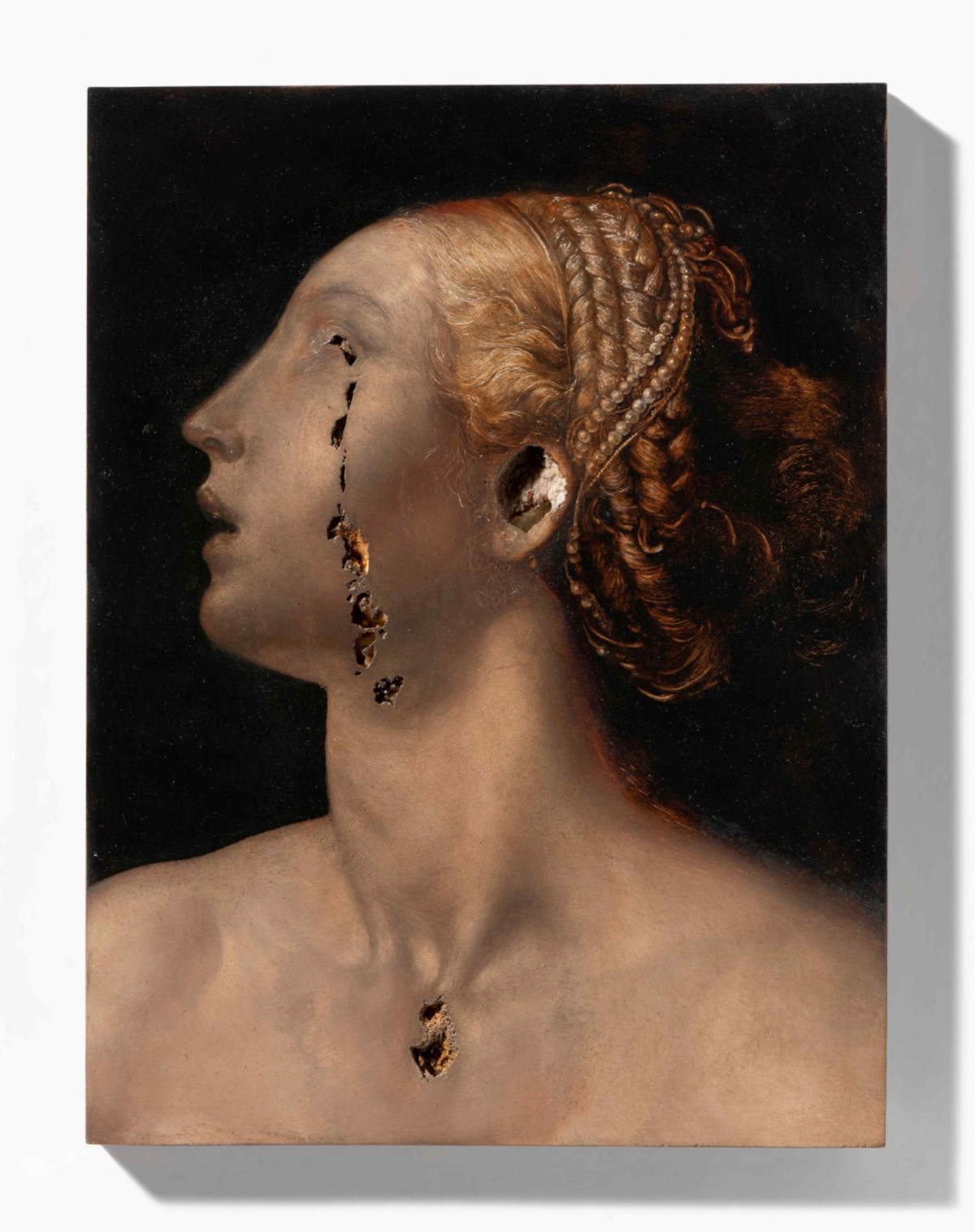 Nicola Samorì, Lucrezia Romana (2022; olio su onice, 40 x 30 x 2 cm)