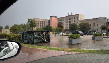 auto ribaltate e vetrate spaccate. Super lavoro per i pompieri
