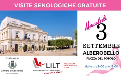 ALBEROBELLO – La prevenzione senologica scende in Piazza (del Popolo) con il progetto HOPE. Ad Alberobello il 3 settembre 2025 una giornata dedicata alla salute delle donne – PugliaLive – Quotidiano di informazione on line