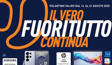 Volantino Unieuro al 21 agosto: smartphone Samsung e portatili HP