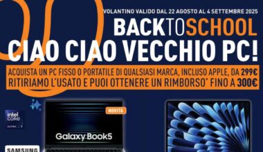 Volantino Unieuro al 4 settembre: 300€ di rimborso sui PC