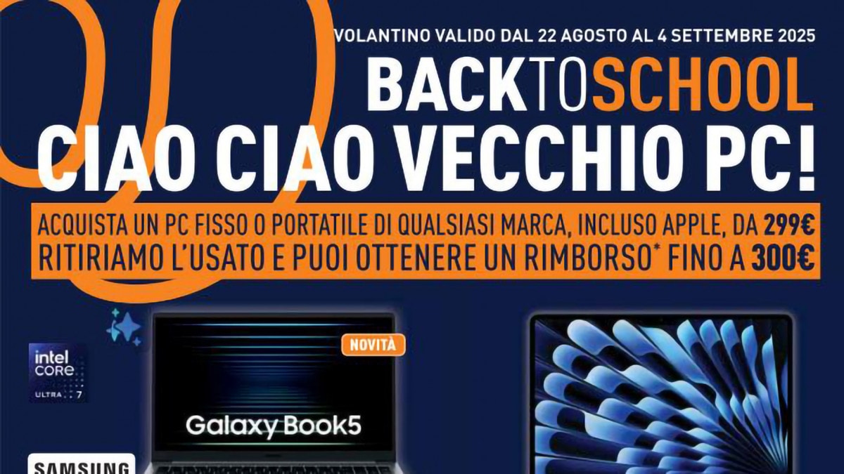 Volantino Unieuro al 4 settembre: 300€ di rimborso sui PC