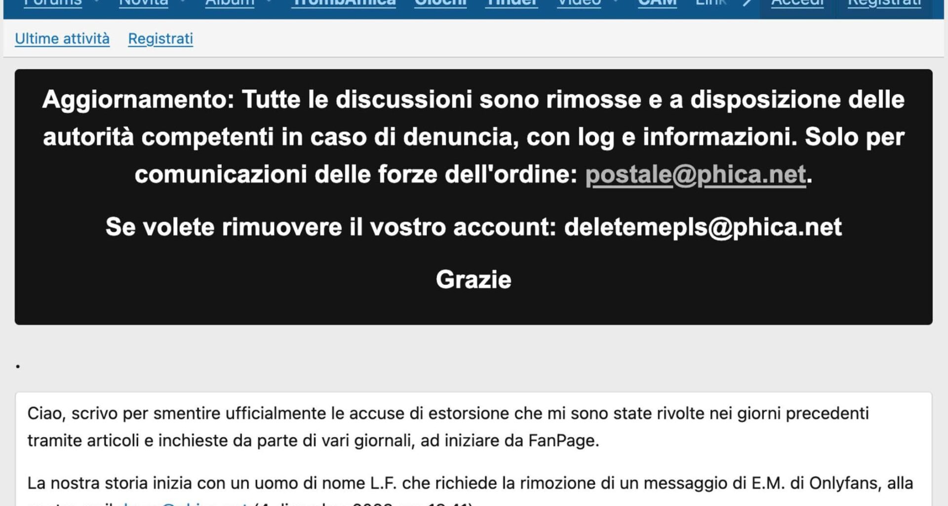 Quando l’ideatore di “Phica” svelò il sito ai pm ma non venne fermato: “Così guadagno con le foto” - la Repubblica