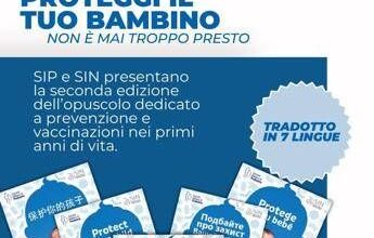 Vaccini, da pediatri e neonatologi opuscolo per genitori ‘Proteggi il tuo bambino’