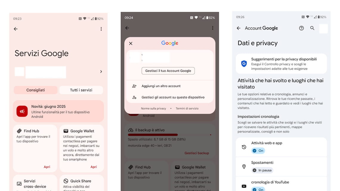 Schermata per cancellare la cronologia su dispositivo Android