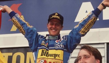 L'esultanza di Michael Schumacher dopo la vittoria del primo Mondiale di Formula 1 (Bildbyran via ZUMA Wire/ANSA)