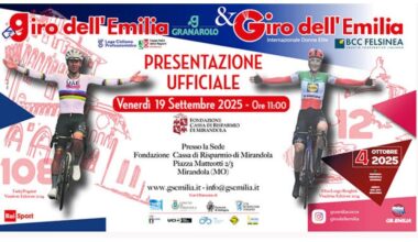 GIRO DELL’EMILIA. VENERDÌ 19 SETTEMBRE LA PRESENTAZIONE UFFICIALE A MIRANDOLA