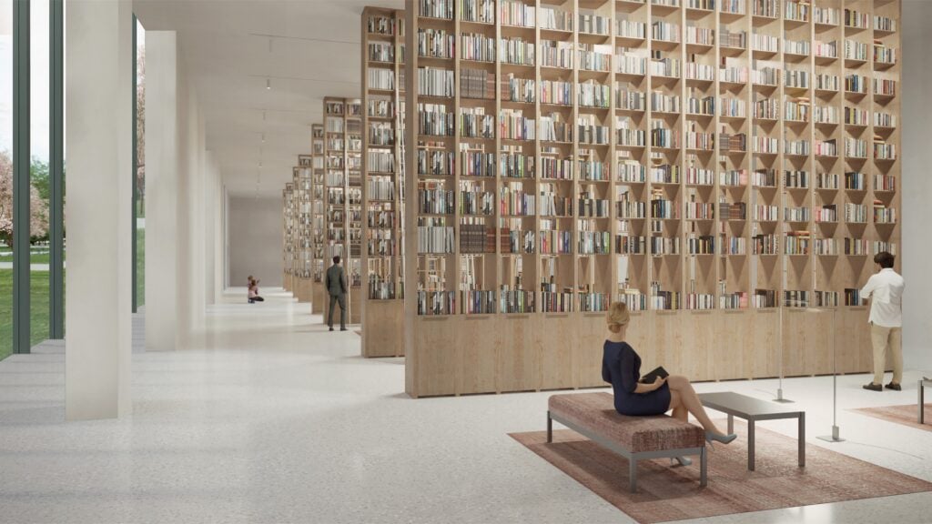 National Museum of Uzbekistan library, Render by Atelier Brückner, Courtesy of Uzbekistan Art and Culture Development Foundation