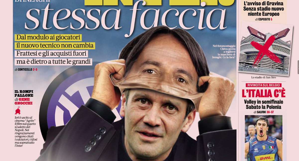 Alla Gazzetta dello Sport piace mascherare gli allenatori dell'Inter con le facce di altri allenatori dell'Inter