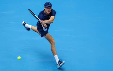 epa12409289 Jannik Sinner of Italy in action during the men's singles round of 16 match against Terence Atmane of France at the China Open tennis tournament in Beijing, China, 27 September 2025.  EPA/WU HAO