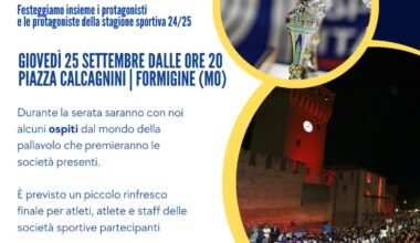 Festa delle Premiazioni pallavolo 2025: appuntamento anche quest'anno in piazza Calcagnini a Formigine!