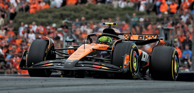 A Zandvoort, Norris fermato<br />da un condotto dell'olio motore