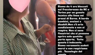 Sarno, Frecciarossa fermo per un guasto. La rabbia di Daniela Ferolla, ex Miss Italia: «Bloccati da 5 ore nel caldo soffocante»
