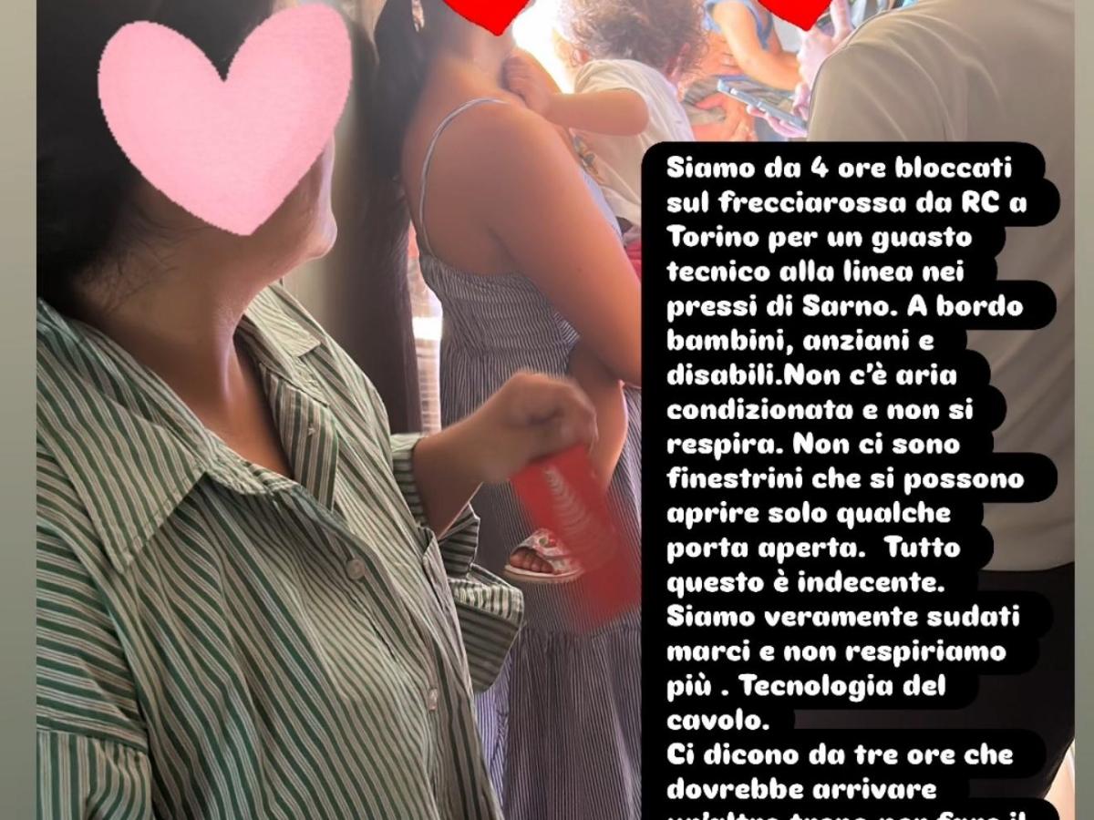 Sarno, Frecciarossa fermo per un guasto. La rabbia di Daniela Ferolla, ex Miss Italia: «Bloccati da 5 ore nel caldo soffocante»