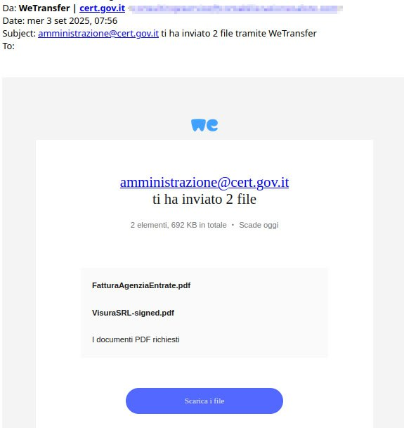 Truffe online, presunto WeTransfer dall'Agenzia delle Entrate: è una campagna di phishing, come difendersi