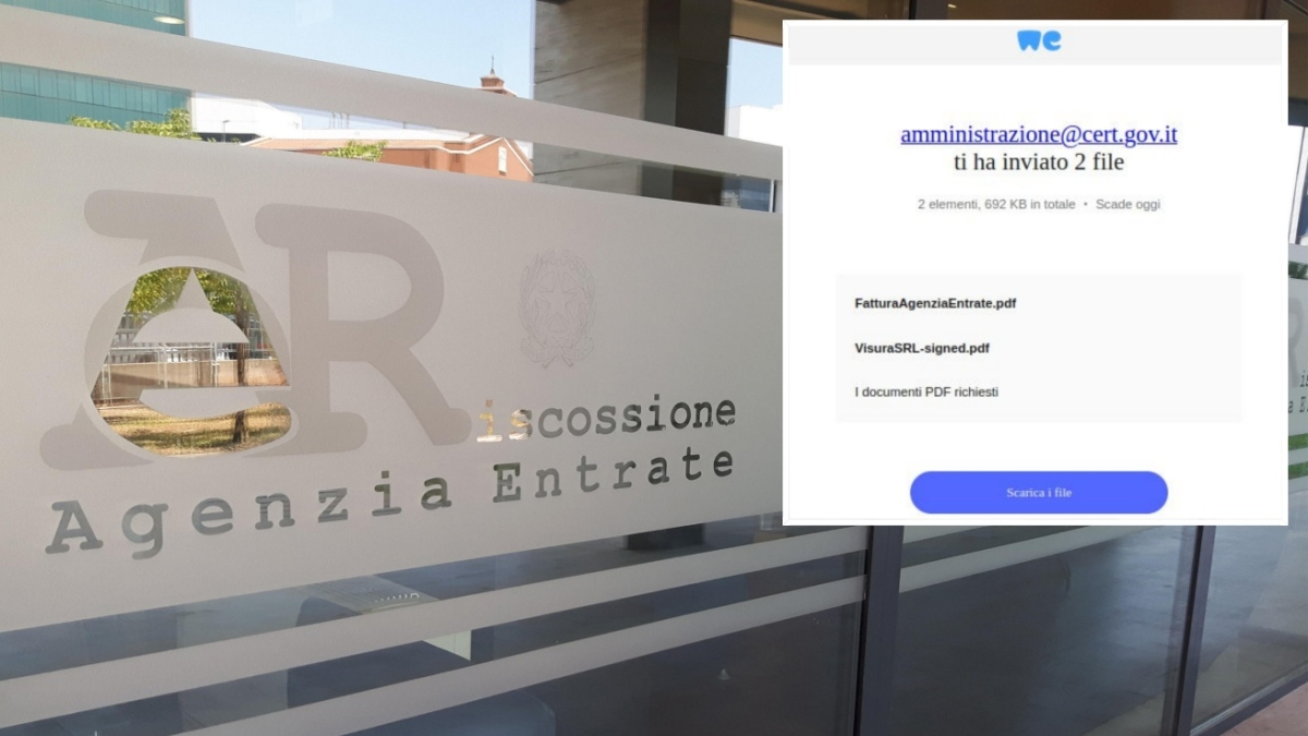 Truffe online, il finto WeTransfer dall'Agenzia delle Entrate: è una campagna di phishing, come difendersi