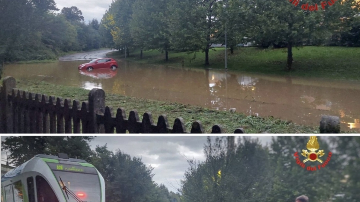 Maltempo in Lombardia: Lecco, treno rischia il deragliamento a pochi metri dalla voragine, i vigili del fuoco lo fermano