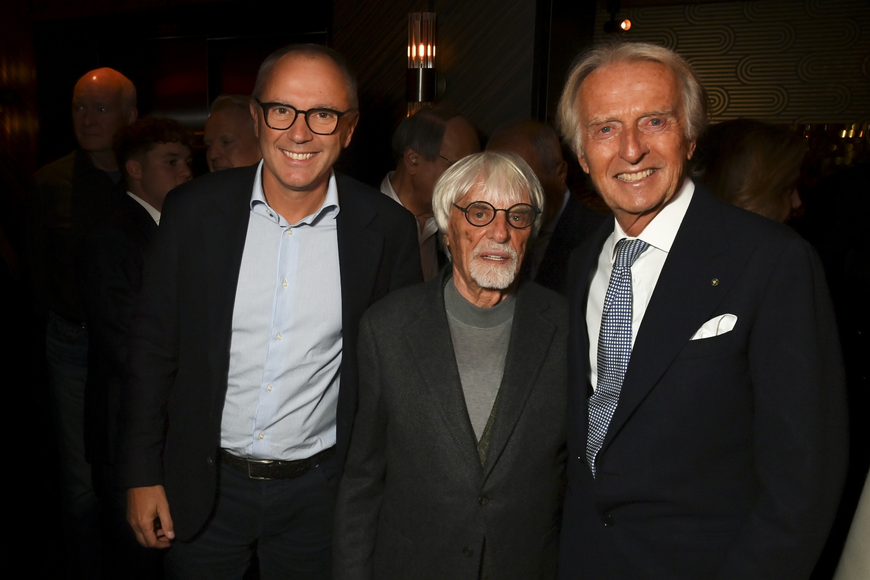 LONDON, ENGLAND - SEPTEMBER 25: (L to R) Stefano Domenicali, CEO of the Formula One Group,, Bernie Ecclestone and Luca Cordero di Montezemolo attend the 