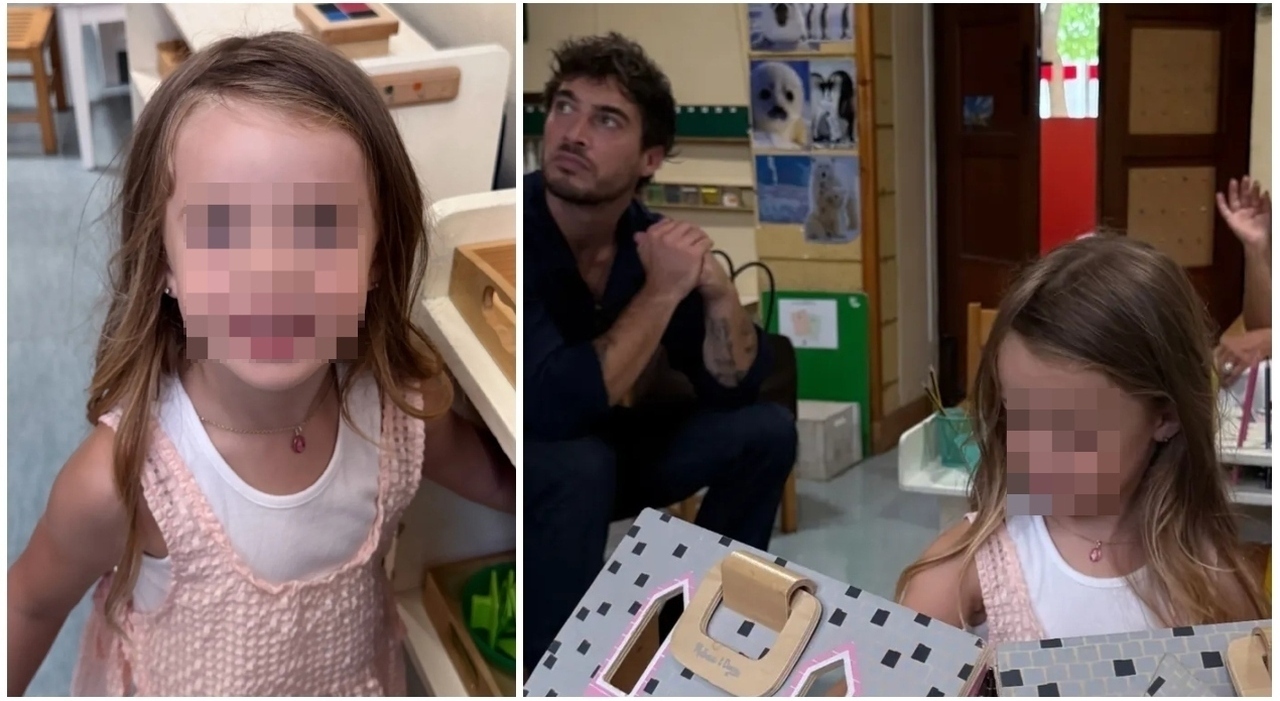 Belen Rodriguez e Antonino Spinalbese insieme per il primo giorno di scuola di Luna Marì. L'acconciatura fatta dal papà e la foto in classe