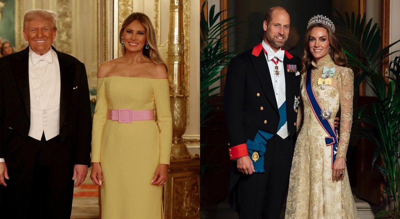 Melania Trump e Kate Middleton, i look della cena di gala: la first lady in giallo limone, la principessa con la tiara di Lady Diana - Il Messaggero