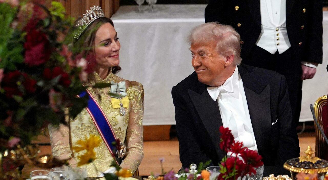 Kate Middleton conquista Trump (che la elogia nel suo discorso alla cena di Stato): «Splendida e in ottima forma». Sorrisi e sguardi... - Il Messaggero