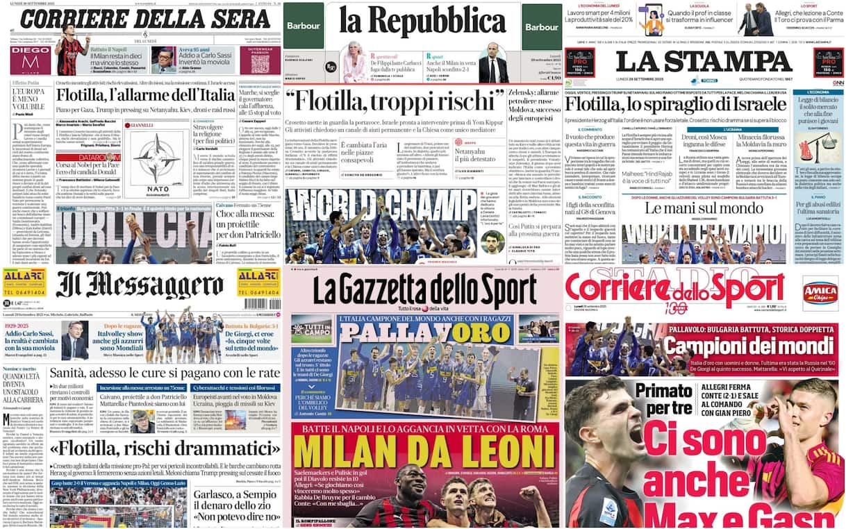 Le prime pagine dei quotidiani di oggi 29 settembre: la rassegna stampa