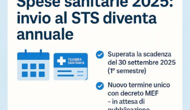 Invio spese sanitarie al Sistema Ts. Superato il termine del 30 settembre 2025 per l’invio delle spese sanitarie riferite al primo semestre 2025