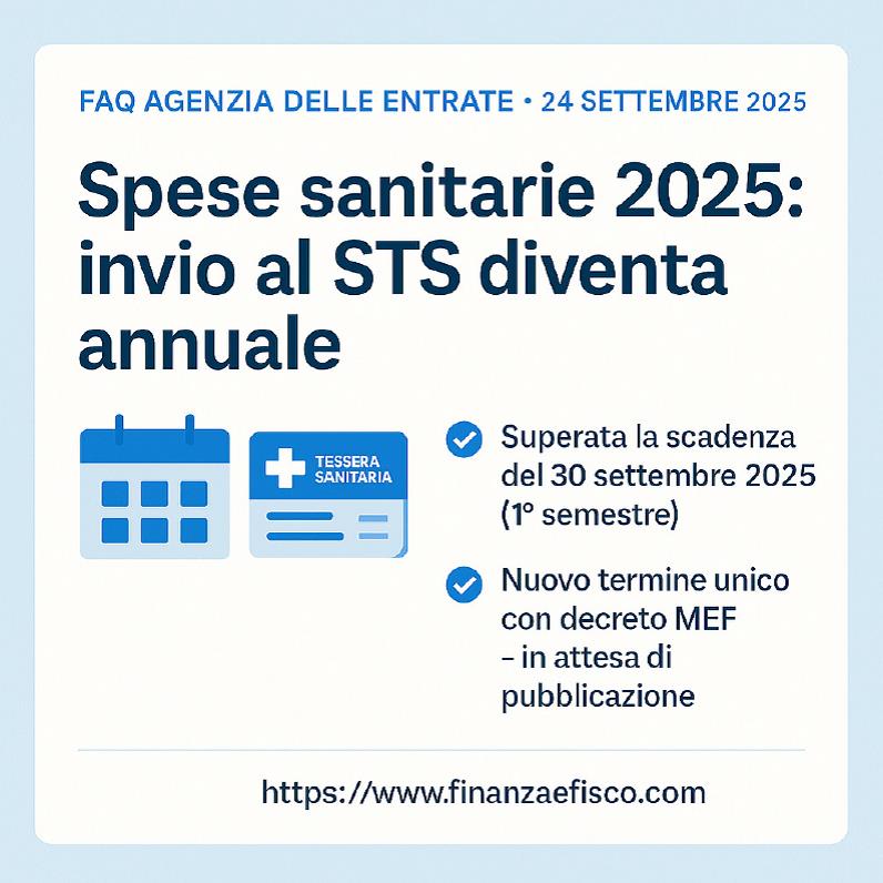 Invio spese sanitarie al Sistema Ts. Superato il termine del 30 settembre 2025 per l’invio delle spese sanitarie riferite al primo semestre 2025