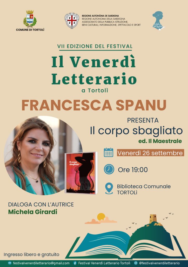 Francesca Spanu al Festival Il Venerdì Letterario, 26 settembre a Tortolì.