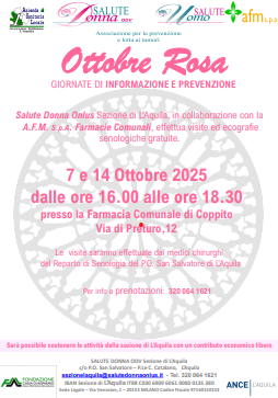“Ottobre Rosa”, torna lo screening gratuito