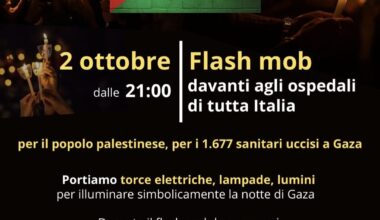 Luci sulla palestina, flash mob per gli operatori sanitari uccisi a Gaza
