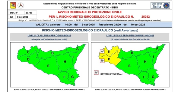 Allerta gialla della Protezione civile