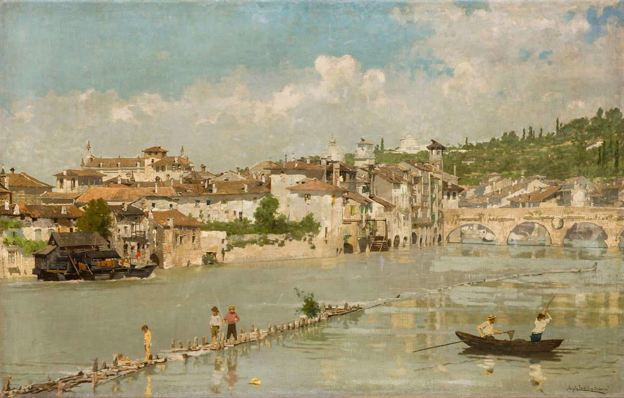 Angelo Dall'Oca Bianca, Pescatori di sabbia o Verona (1884; olio su tela; Milano, Fondazione Cariplo)