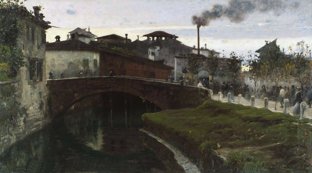 Angelo Dall'Oca Bianca, Prima luce (1887; olio su tela, 98 x 176 cm; Trieste, Museo Civico Revoltella, inv. 107)