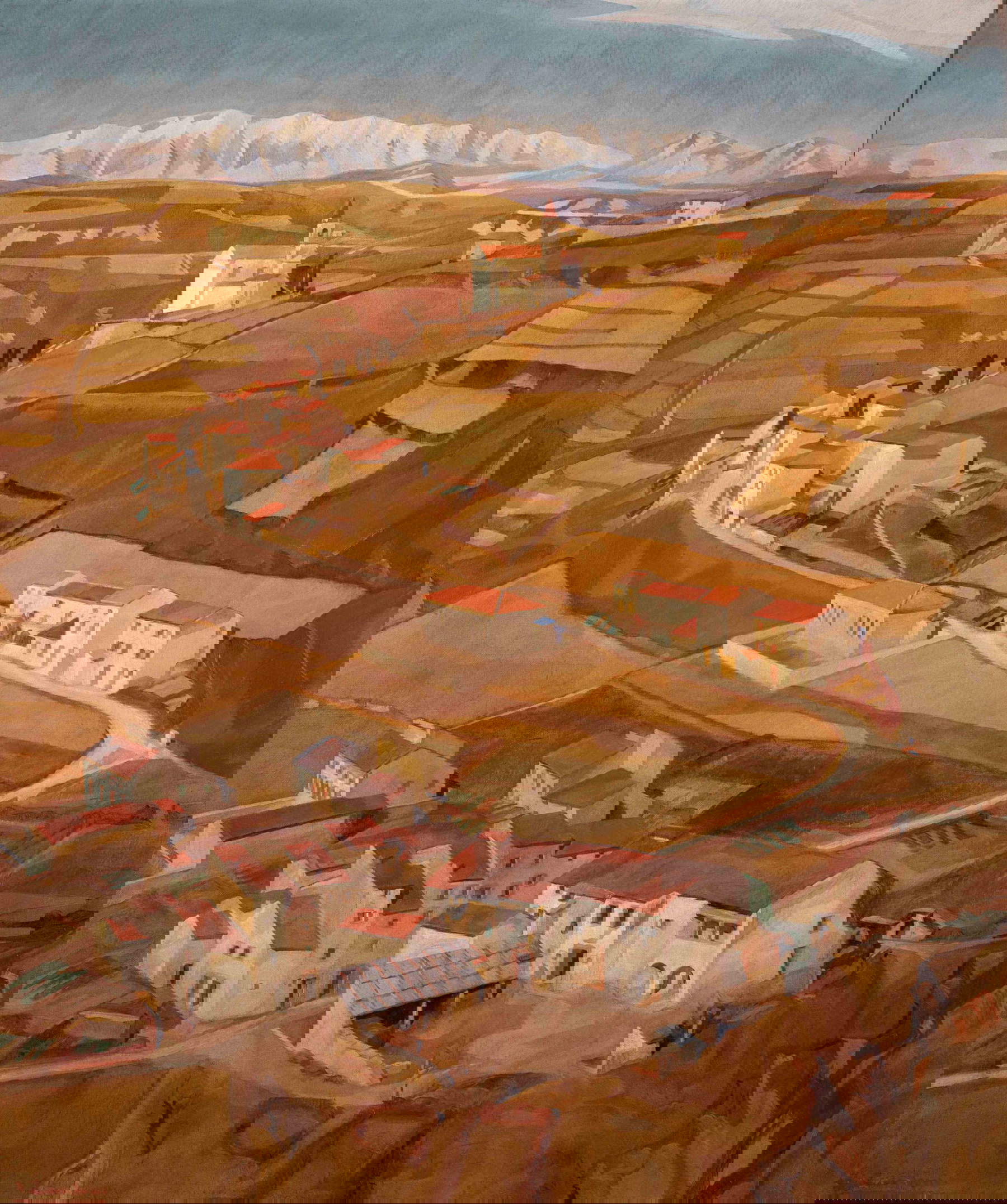 Angelo Zamboni, Paesaggio-Mattino (1922; olio su tela, 126 x 105 cm). Su concessione di Faraci Arte