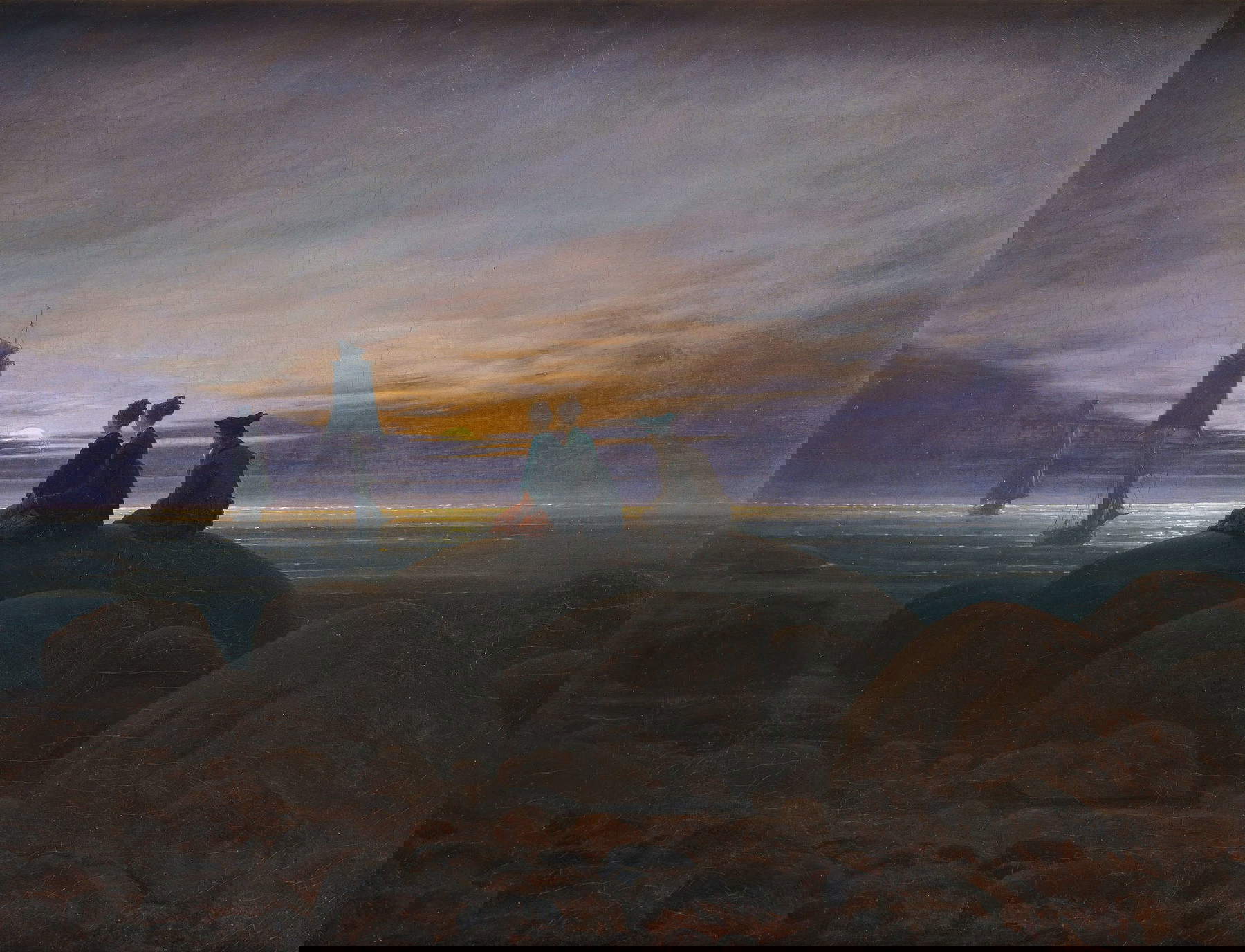 Caspar David Friedrich, Luna sul mare (1822; olio su tela, 55 x 71 cm; Berlino, Alte Nationalgalerie)