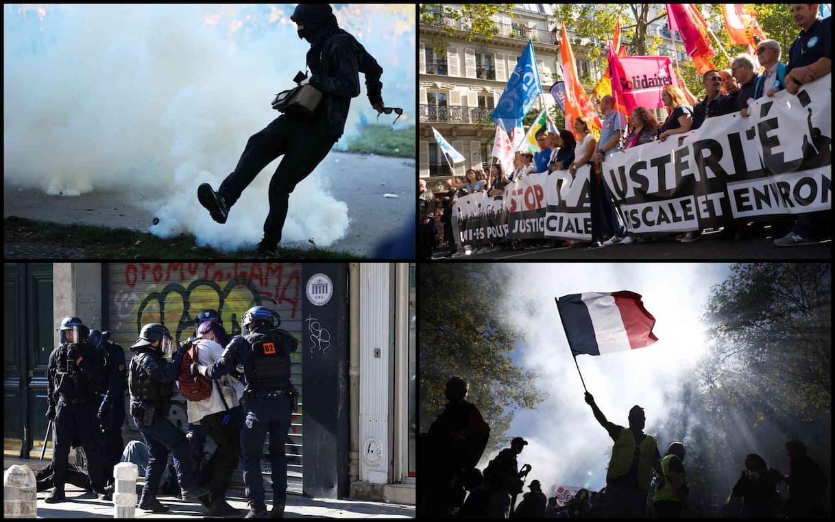 Francia, scioperi e manifestazioni contro Manovra. A Parigi guerriglia a fine corteo. FOTO - Sky TG24