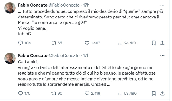 I messaggi di Fabio Concato, da X