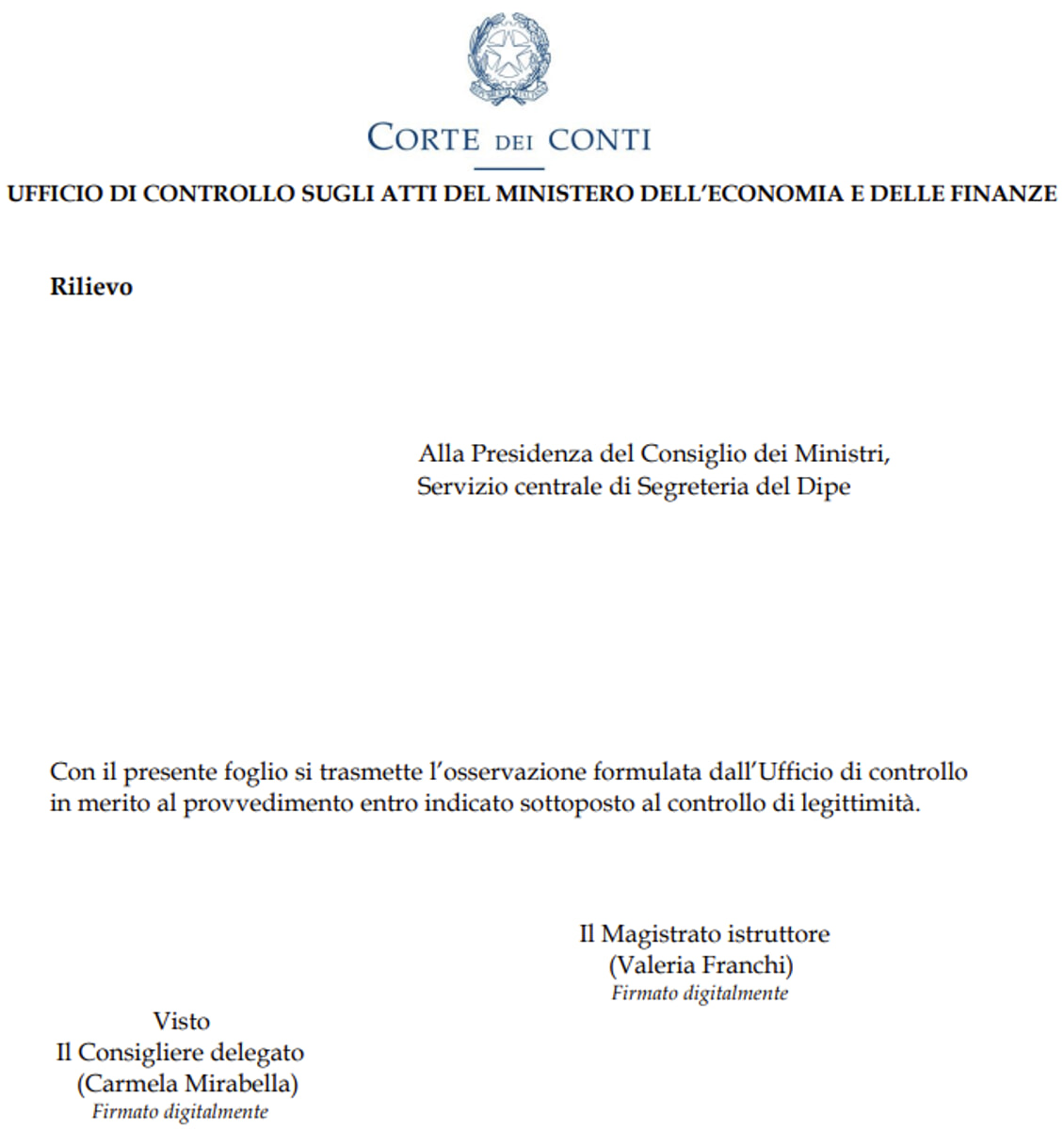 Il documento della Corte dei conti che boccia la delibera Cipess per il ponte sullo Stretto