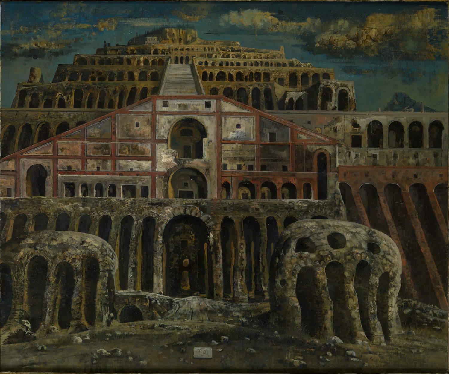 Eugene Berman, Veduta immaginaria di Palestrina Roma, 1962 (Zelenina Collection)