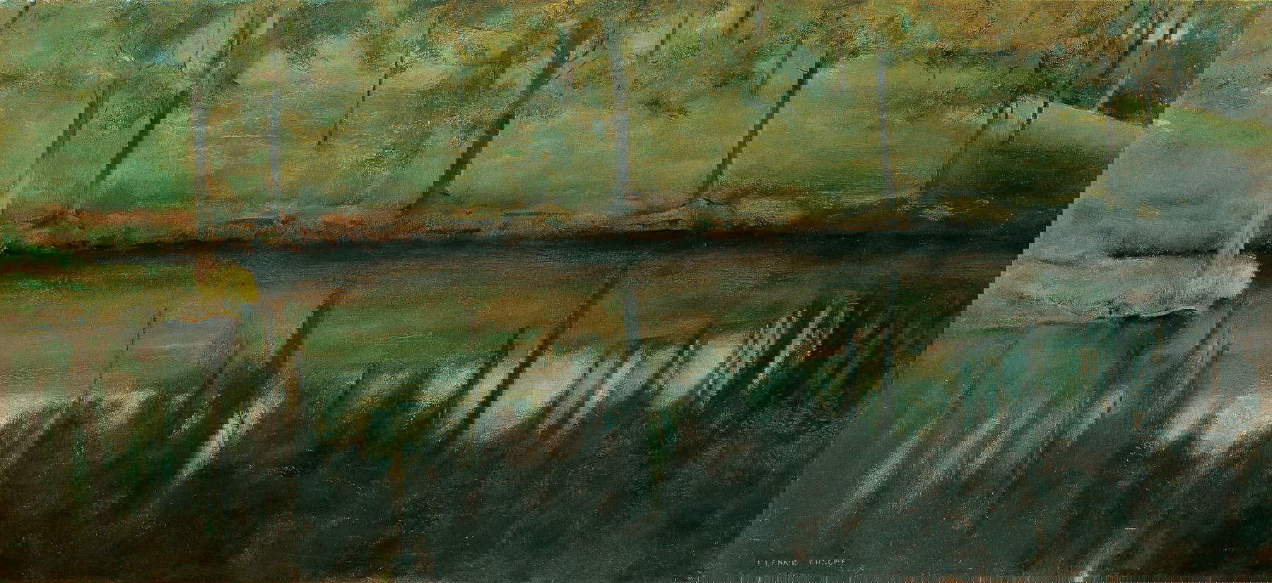 Fernand Khnopff, Acqua calma (1894; olio su tela, 53,5 x 114,5 cm; Vienna, Kunsthistorisches Museum, inv. 7753)