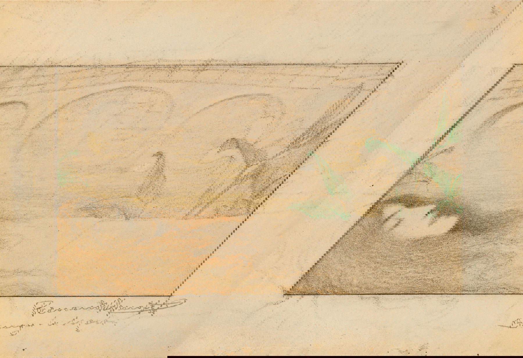 Fernand Khnopff, Bruges-la-morte (1892; matita colorata su cartoncino, 8,5 x 12,3 cm; Collezione privata)