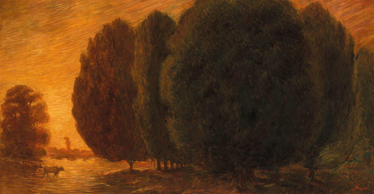Gaetano Previati, Paesaggio (1910-1912; olio su tela; Ferrara, Museo dell'Ottocento)