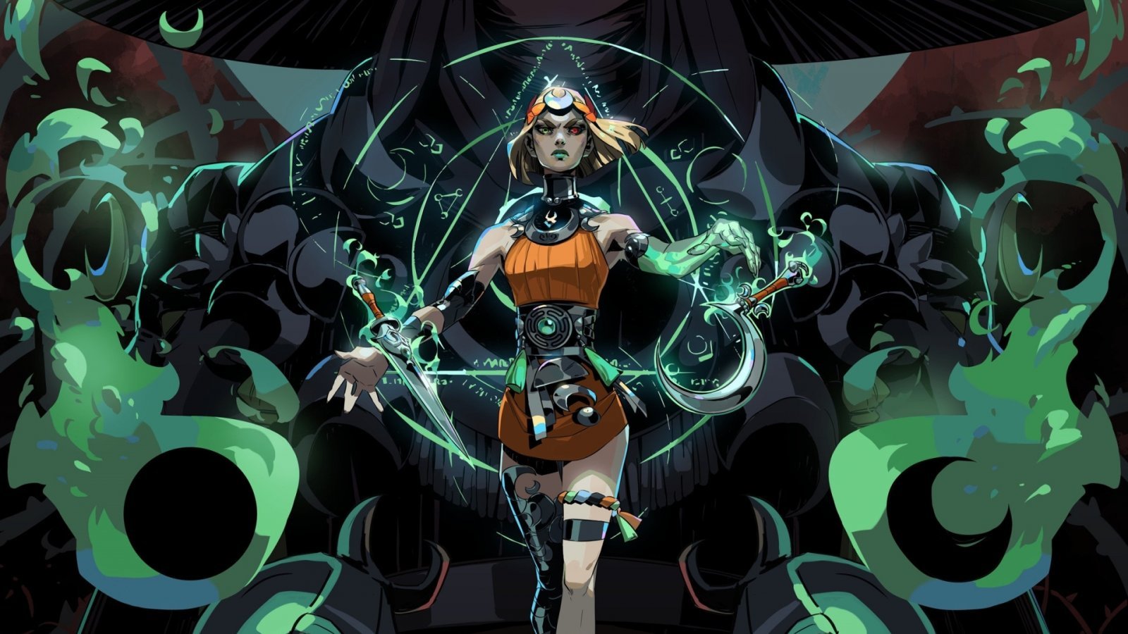 La protagonista di Hades 2 in un turbinio di fuoco verde